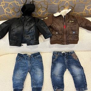 2 pairs pf Zara Jeans and 2 Jackets for 2 year okd boy excellent condition